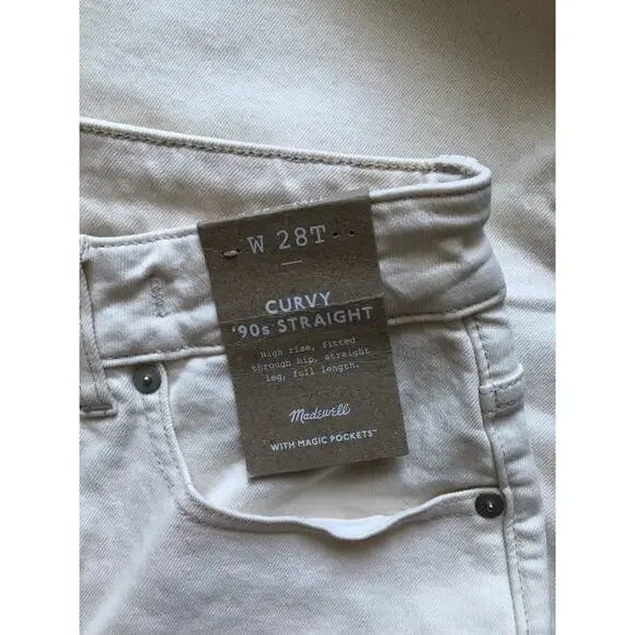 New Madewell The Curvy '90s Straight Jean Ivory Size W28 Tall - Picture 5 of 16